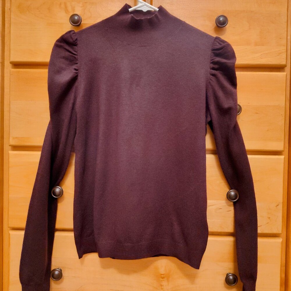 Express Ultra Soft Ruched Shoulder Mock Neck Sweater